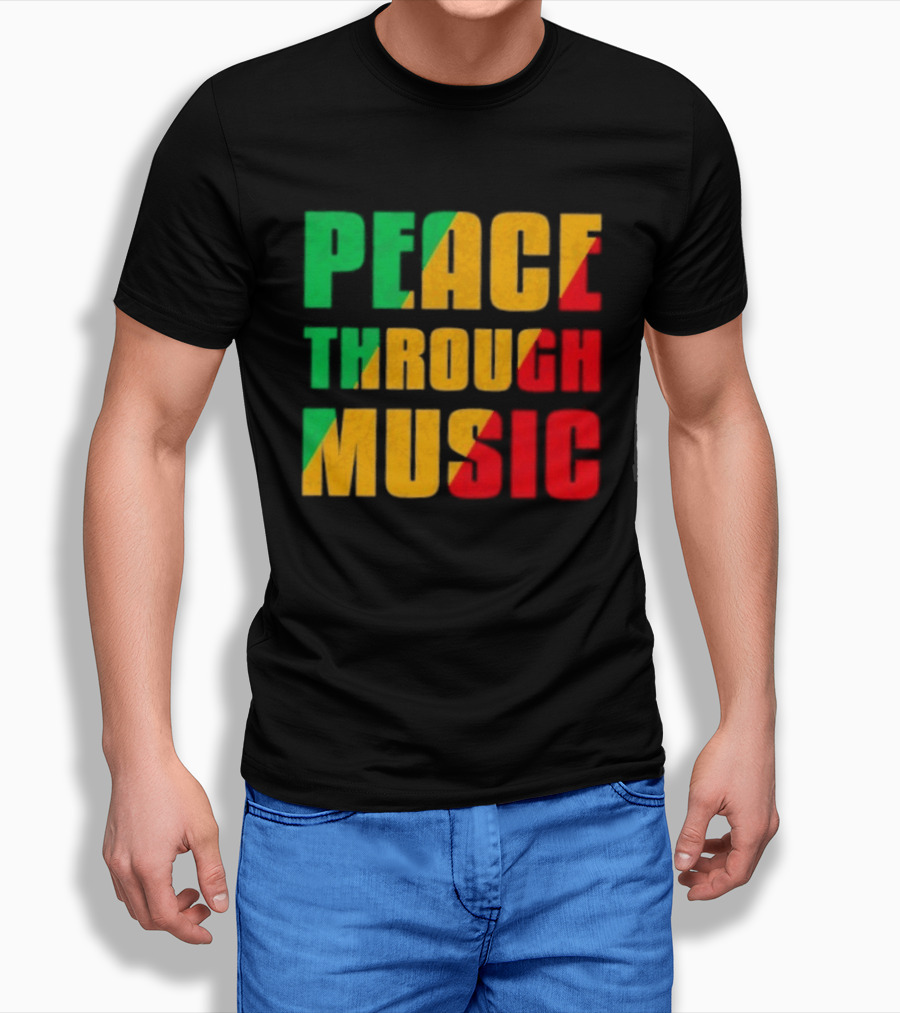 Peace Through Music Reggae Rasta Jamaica T-Shirt