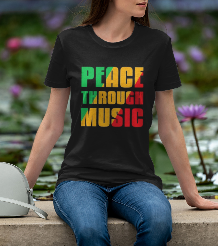 Peace Through Music Reggae Rasta Jamaica T-Shirt