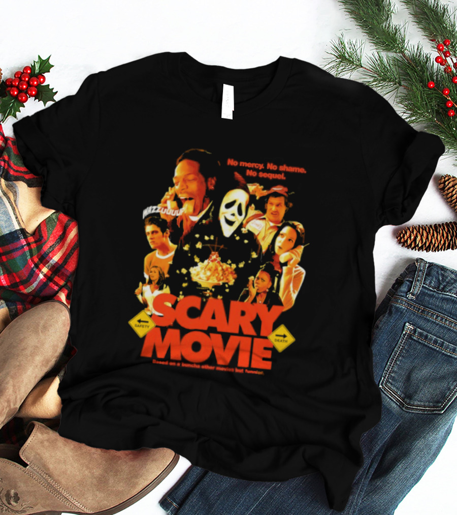 Scary Movie No Mercy No Shame No Sequel Spoof Characters Popcorn Scene T-Shirt
