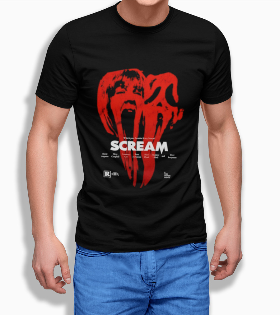 Scream What Is Your Favorite Scary Movie Blood Mask Painting T-Shirt