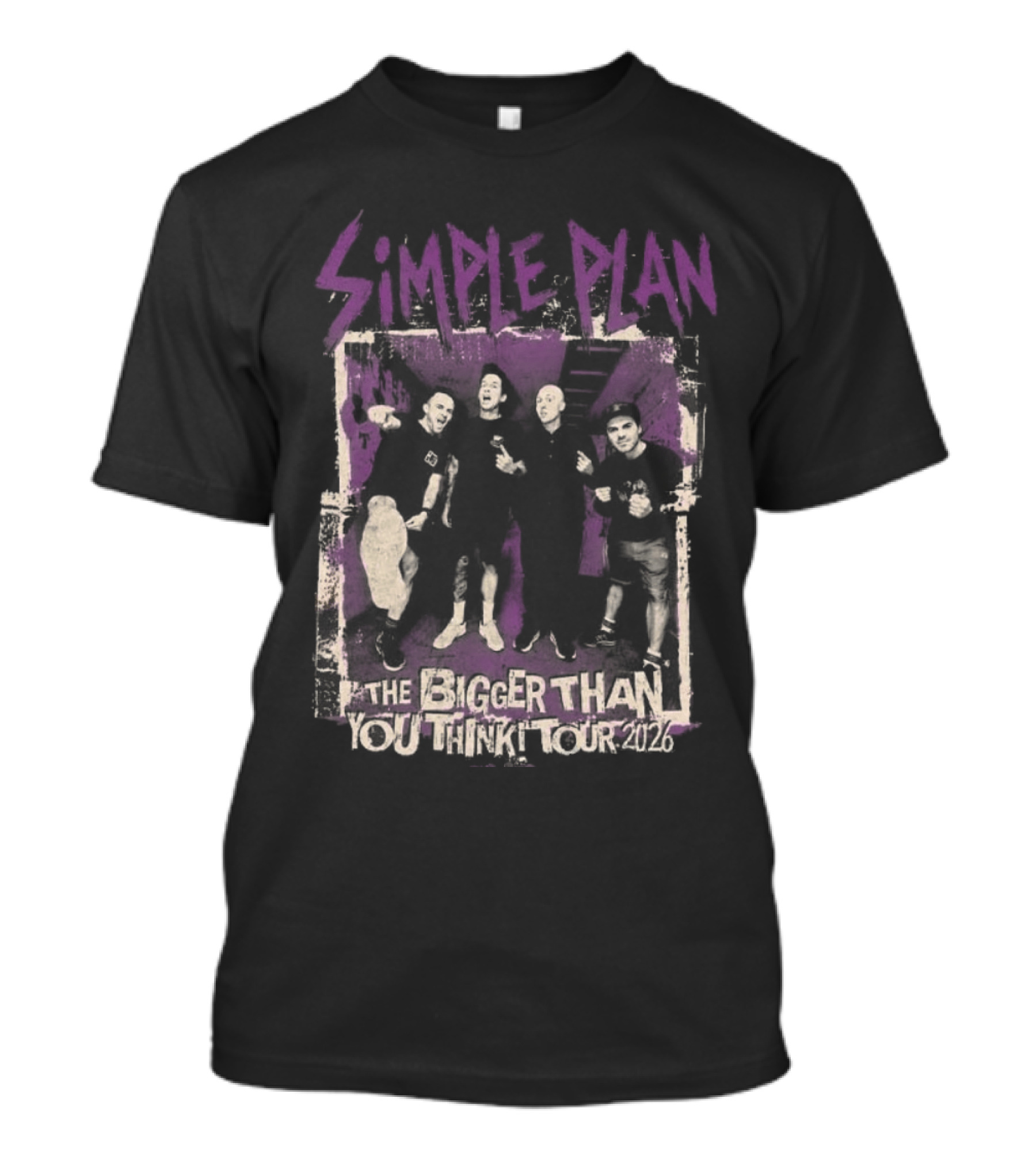 Simple Plan The Bigger Than You Think Tour 2026 The Sequel Band Photo Cities List T-Shirt