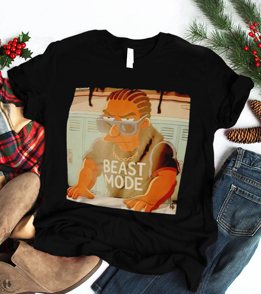 Simpson X Big Chrizzle Beast Mode Character In Sunglasses Locker Room Scene T-Shirt