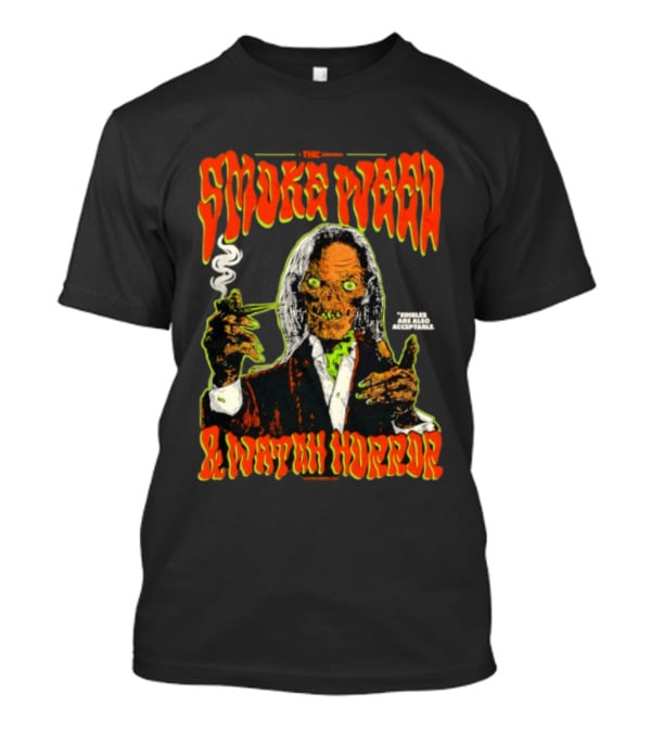 Smoke Weed And Horror With Edibles Are Also Acceptable Creepy Zombie T-Shirt