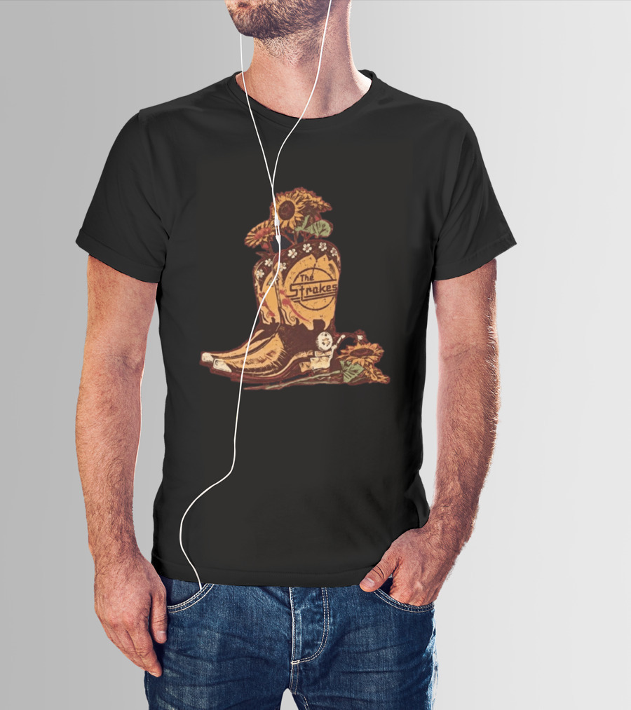 The Strokes Reality Awaits Tour 2026 Sunflower Cowboy Boots T-Shirt