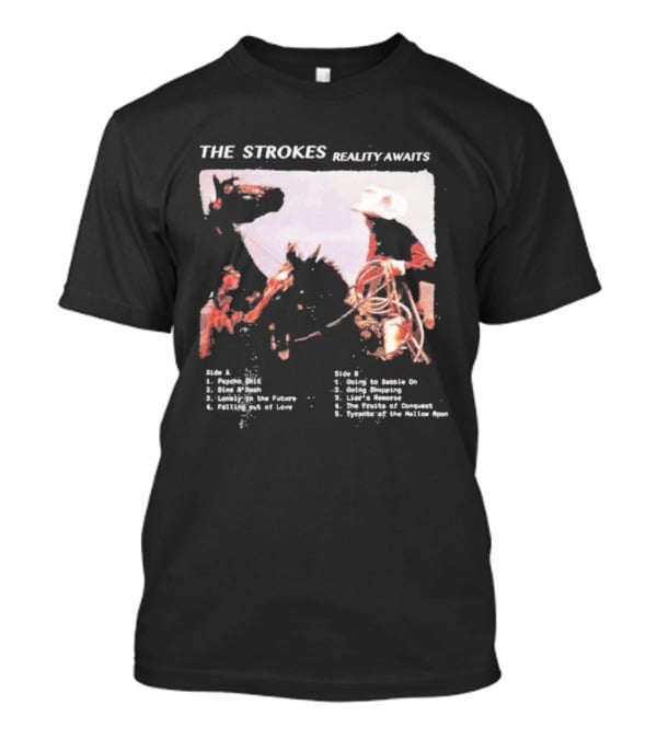 The Strokes Reality Awaits Tracklist Cowboy Imagery Future Nostalgia Space Cowboys T-Shirt