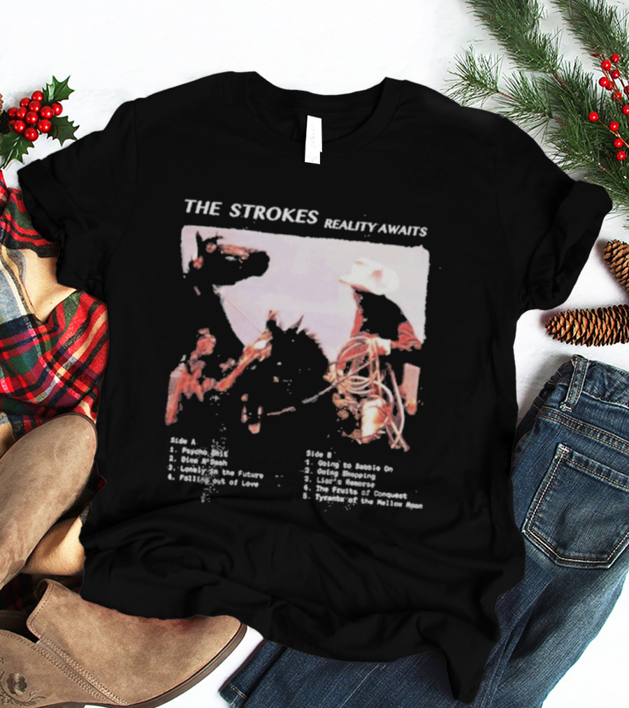 The Strokes Reality Awaits Tracklist Cowboy Imagery Future Nostalgia Space Cowboys T-Shirt