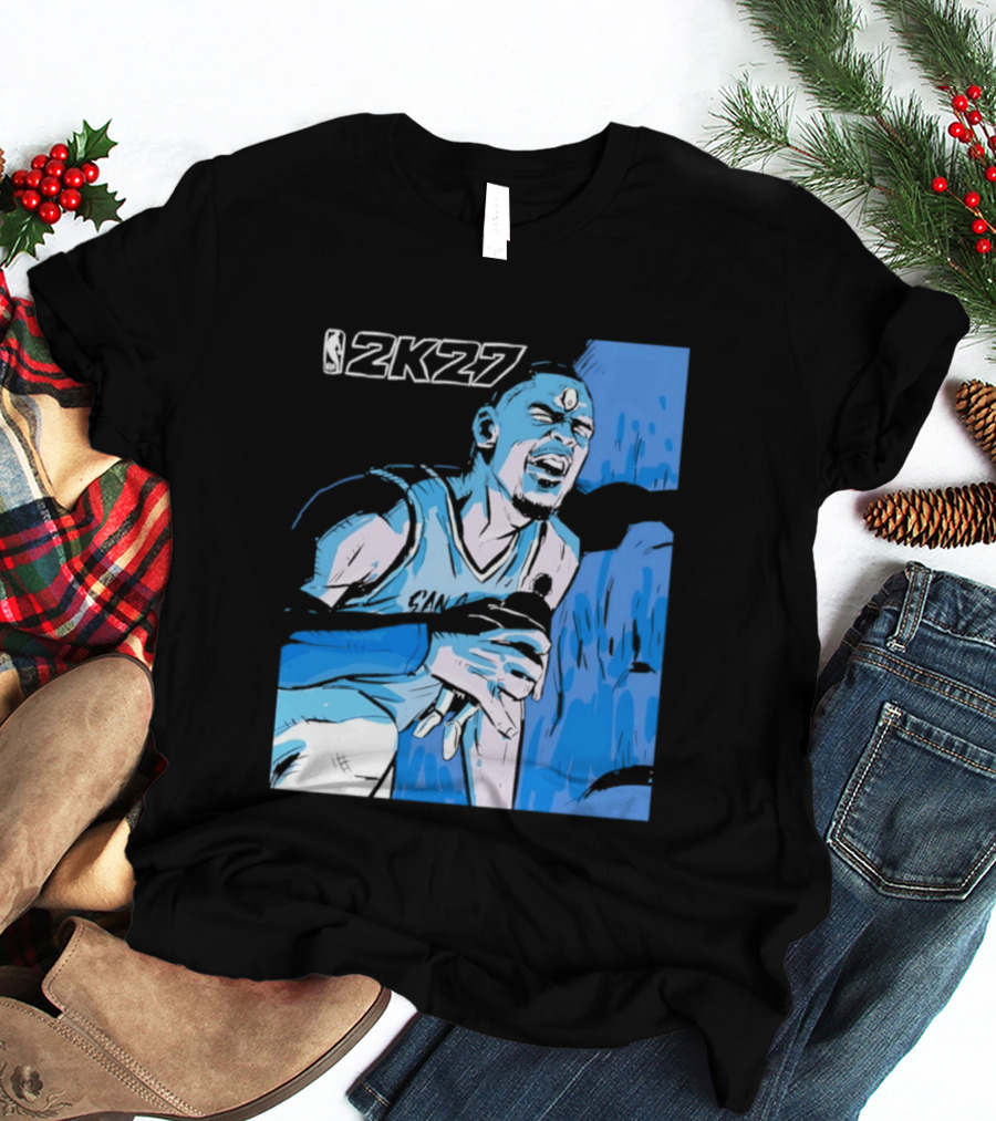 Victor Wembanyama NBA 2K27 Basketball Game Cover T-Shirt