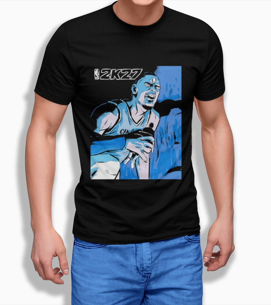 Victor Wembanyama NBA 2K27 Basketball Game Cover T-Shirt
