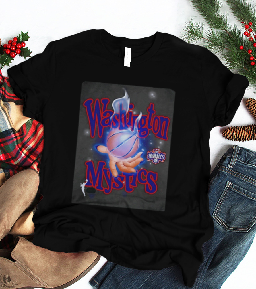 Washington Mystics WNBA Flaming Basketball Team Spirit T-Shirt