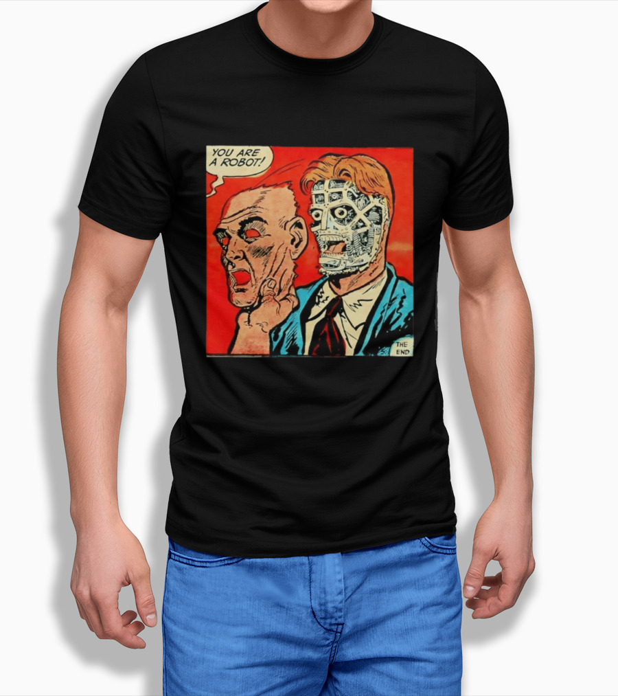 You Are A Robot Comic Style Mask Reveal The End T-Shirt