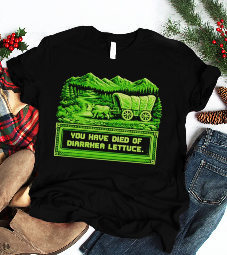 You Have Died Of Diarrhea Lettuce Wagon Trail Retro Gaming T-Shirt