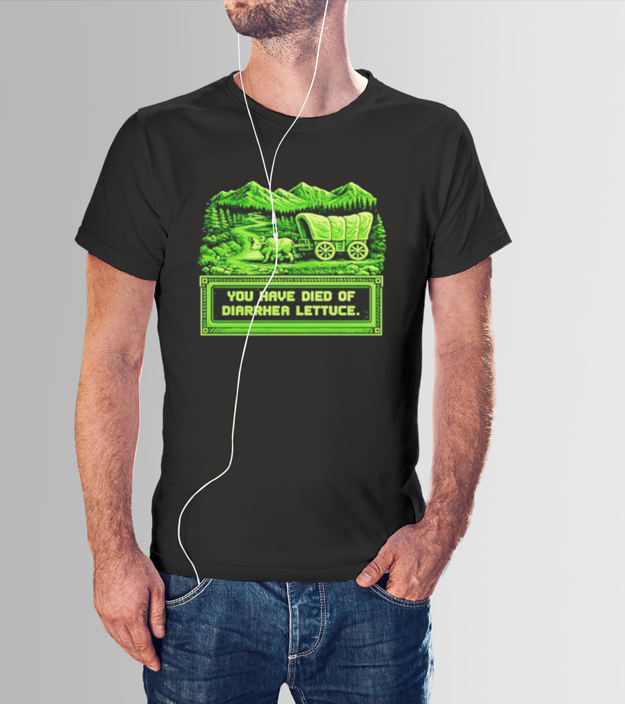 You Have Died Of Diarrhea Lettuce Wagon Trail Retro Gaming T-Shirt