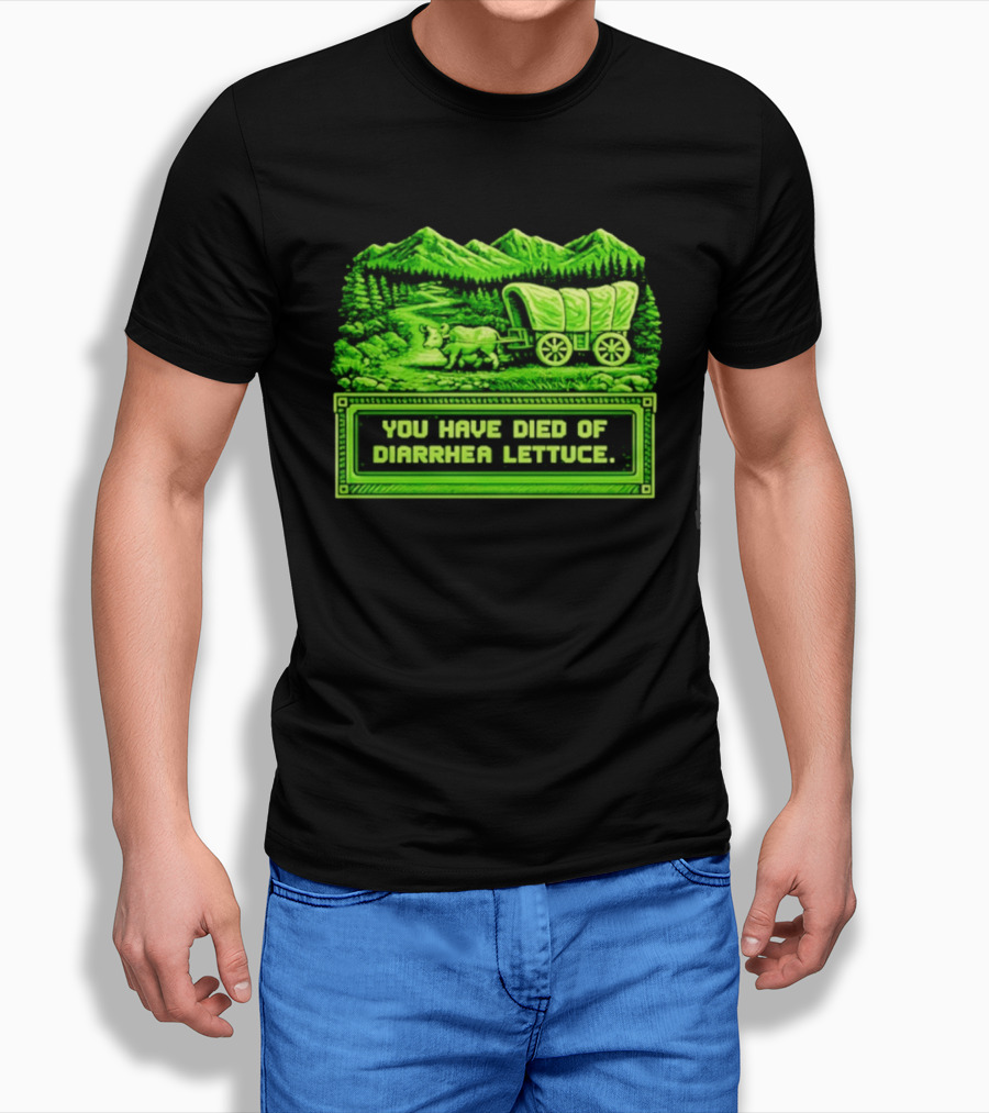 You Have Died Of Diarrhea Lettuce Wagon Trail Retro Gaming T-Shirt