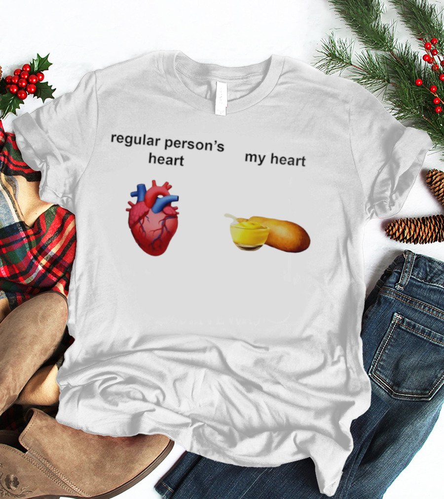 Regular Person's Heart My Heart Corn Dog Mustard T-Shirt