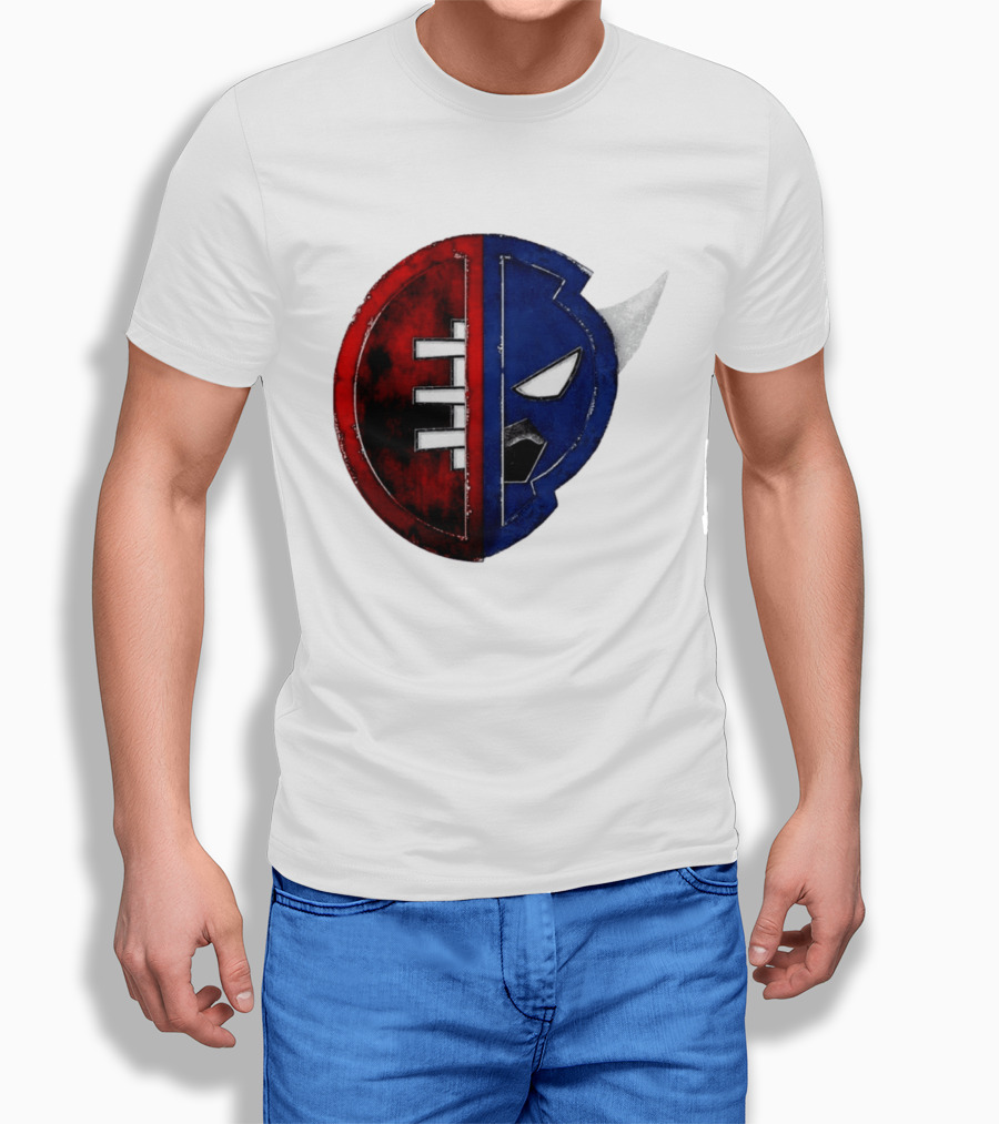 Buffalo Football Fusion Mask Emblem Red Blue Horns T-Shirt