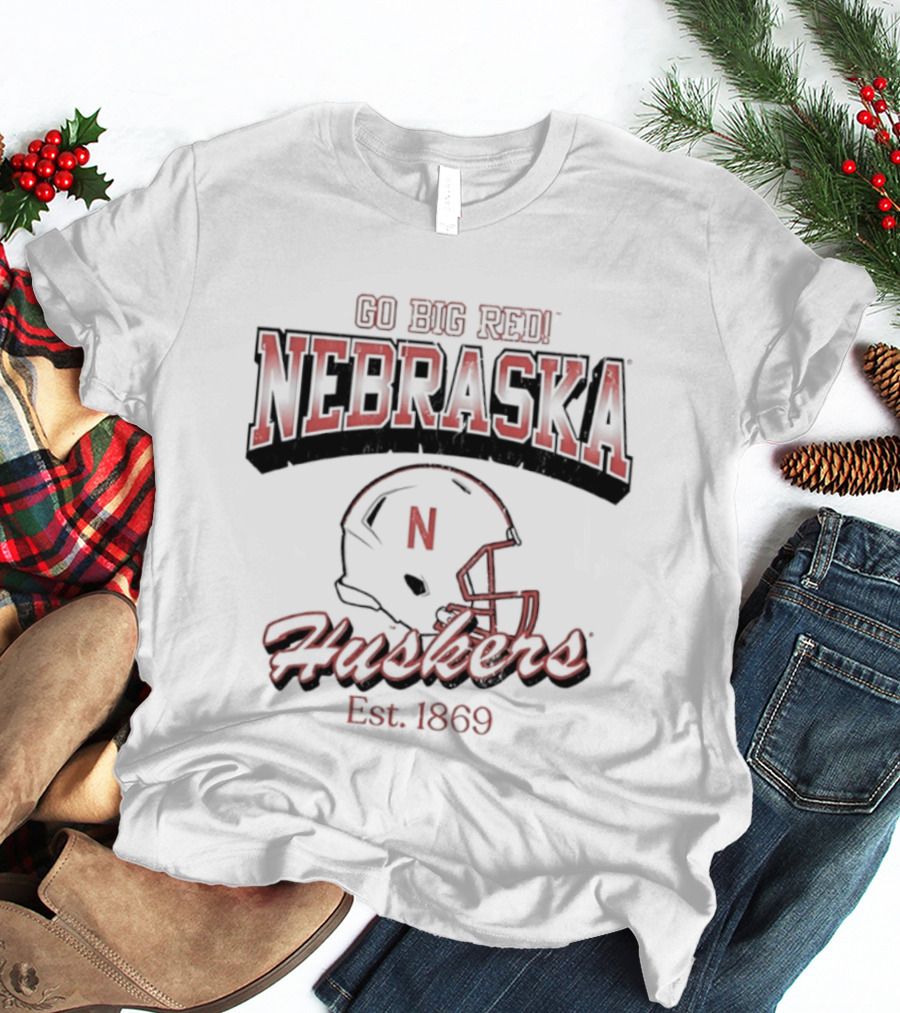 Go Big Red Nebraska Huskers Est 1869 Helmet T-Shirt