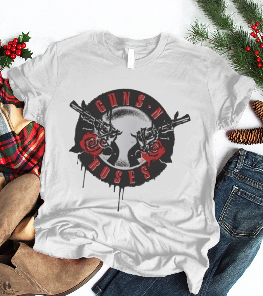 Guns N Roses World Tour 2026 Spray Painted Skull And Roses T-Shirt