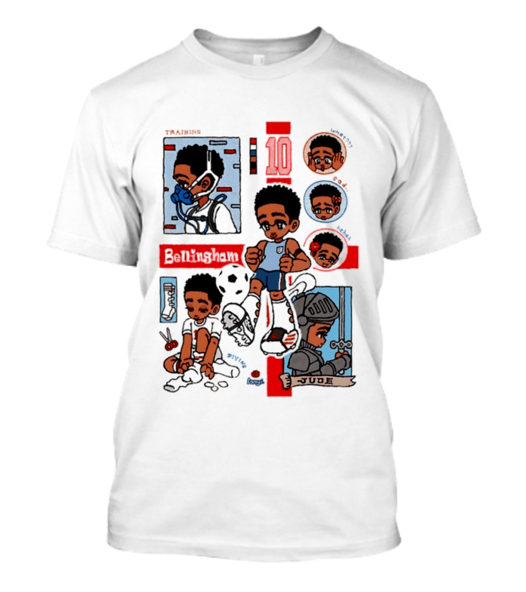 Jude Bellingham Kawaii Cartoon Soccer Training Armor Emotions T-Shirt