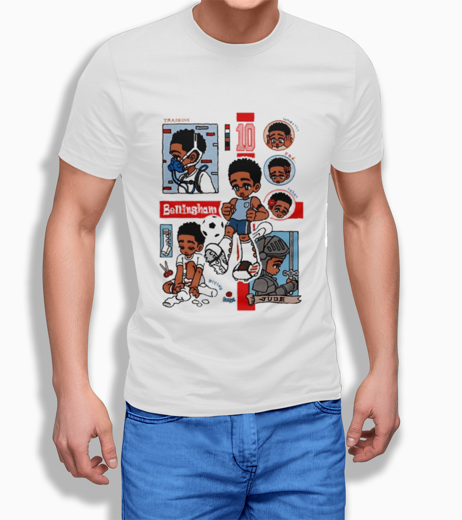 Jude Bellingham Kawaii Cartoon Soccer Training Armor Emotions T-Shirt