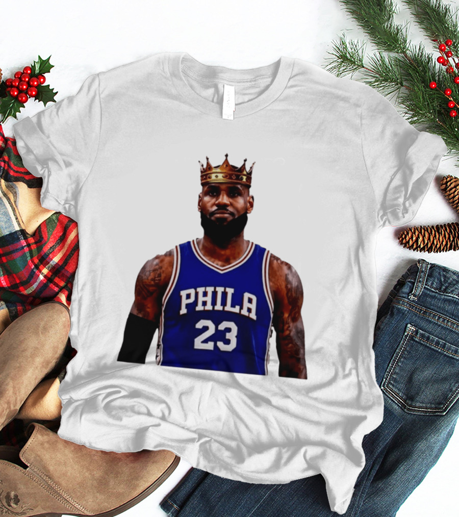 Lebron James 23 Phila Basketball King With Crown T-Shirt