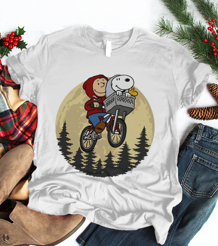 Moon Ride Snoopy And Charlie Brown Bicycle Adventure T-Shirt
