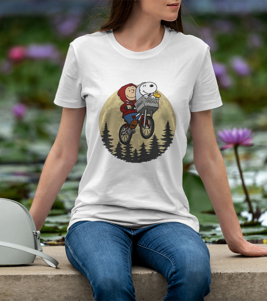 Moon Ride Snoopy And Charlie Brown Bicycle Adventure T-Shirt