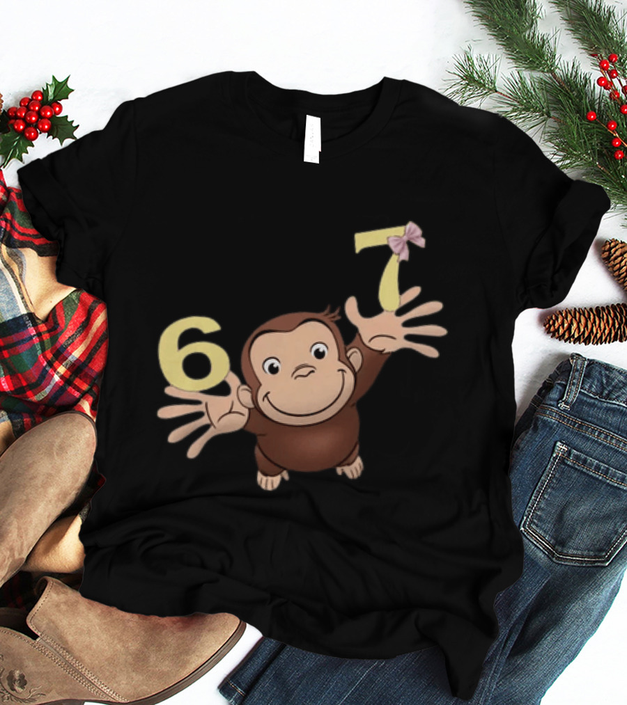 Curious George 67 Birthday Celebration Monkey And Numbers T-Shirt