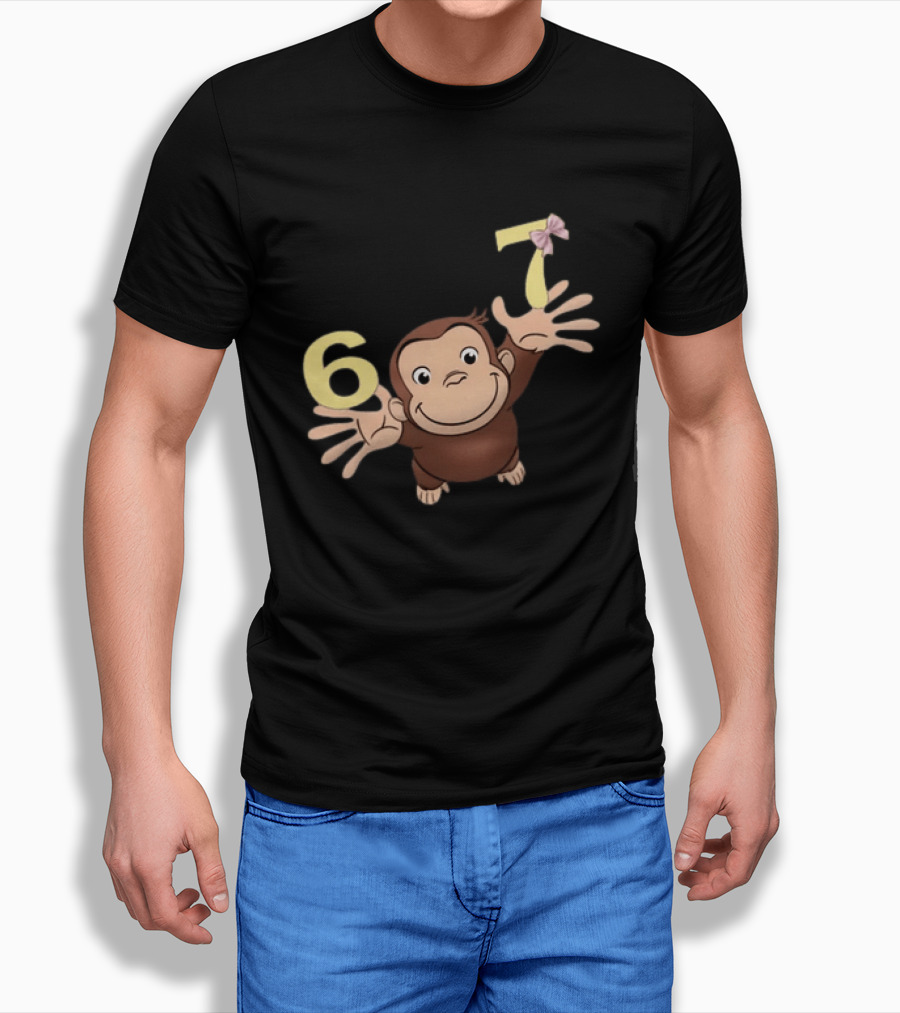 Curious George 67 Birthday Celebration Monkey And Numbers T-Shirt