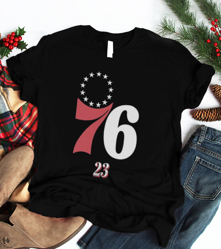 Philadelphia 76ers LeBron James 23 In The Paint Name And Number Royal 76ers T-Shirt