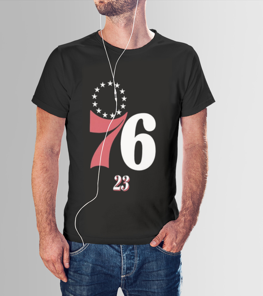 Philadelphia 76ers LeBron James 23 In The Paint Name And Number Royal 76ers T-Shirt