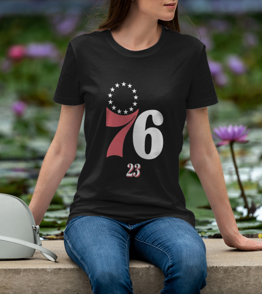 Philadelphia 76ers LeBron James 23 In The Paint Name And Number Royal 76ers T-Shirt