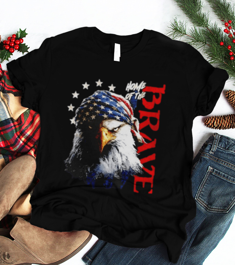 American Eagle Bandana Home Of The Brave Stars T-Shirt