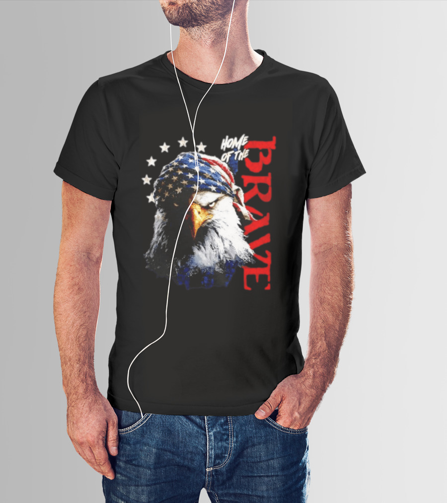 American Eagle Bandana Home Of The Brave Stars T-Shirt