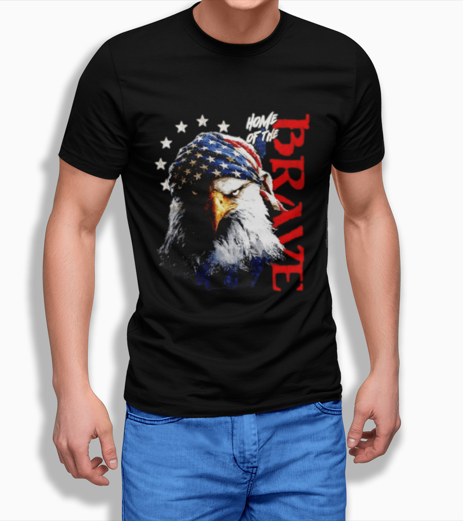 American Eagle Bandana Home Of The Brave Stars T-Shirt