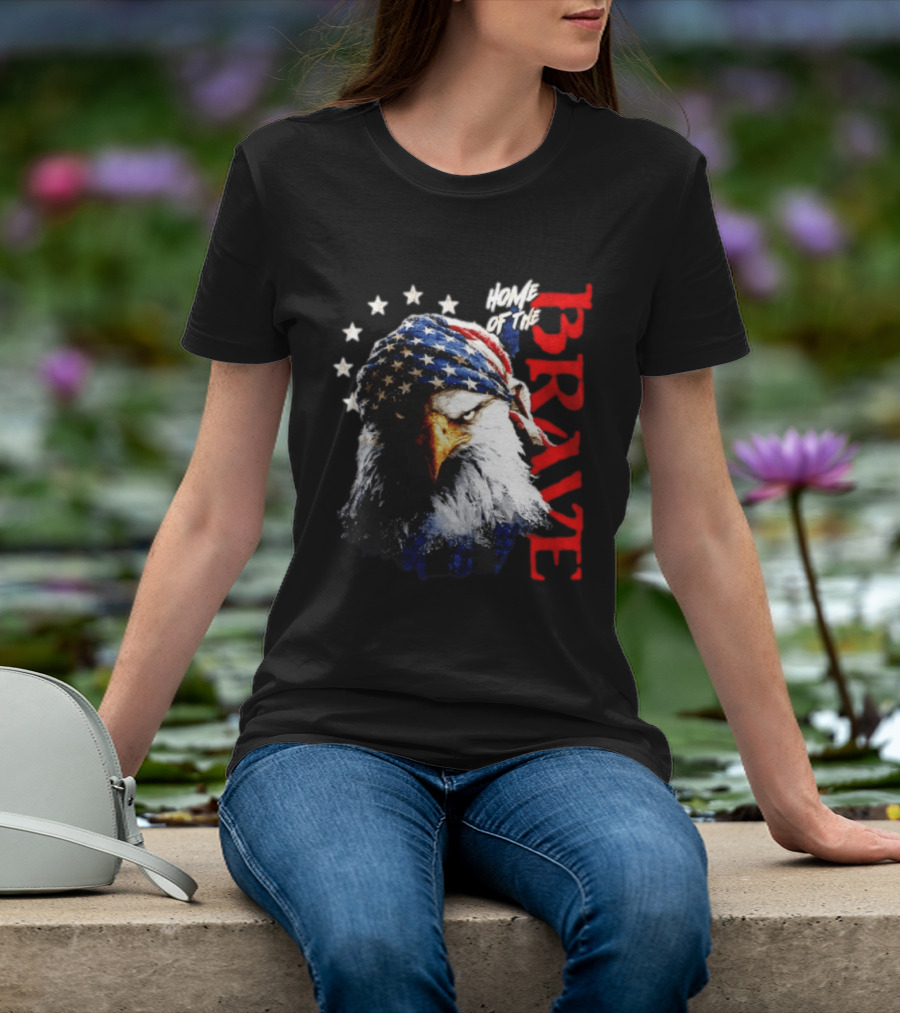 American Eagle Bandana Home Of The Brave Stars T-Shirt