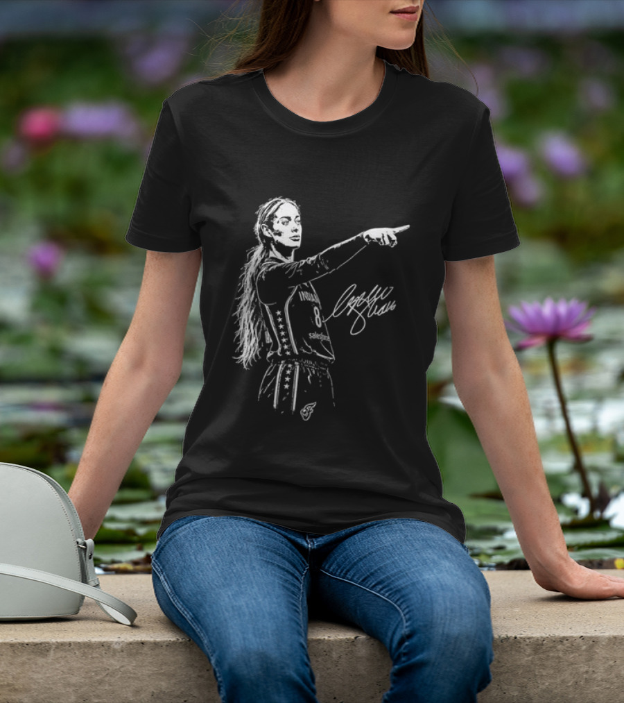 Sophie Cunningham Pointing Gesture Basketball Player Sketch T-Shirt