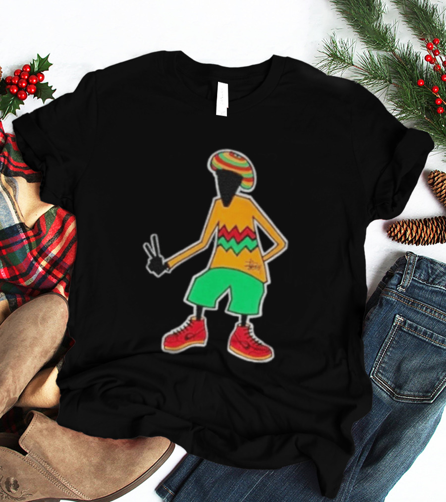 Stussy Rasta Man Peace Sign Reggae Streetwear Jamaica Style Fashion T-Shirt