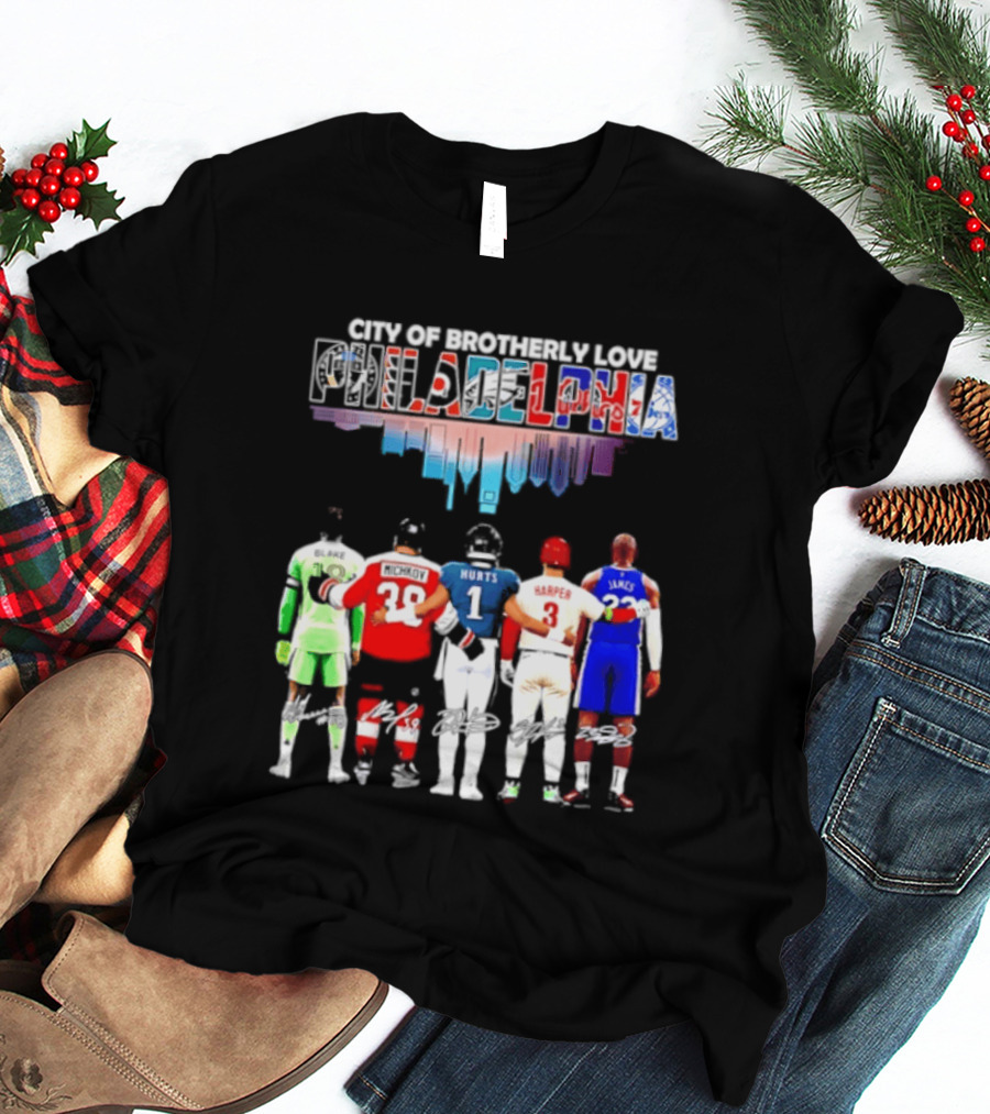 City Of Brotherly Love Philadelphia Skyline James Harper Hurts Blake Michkov T-Shirt