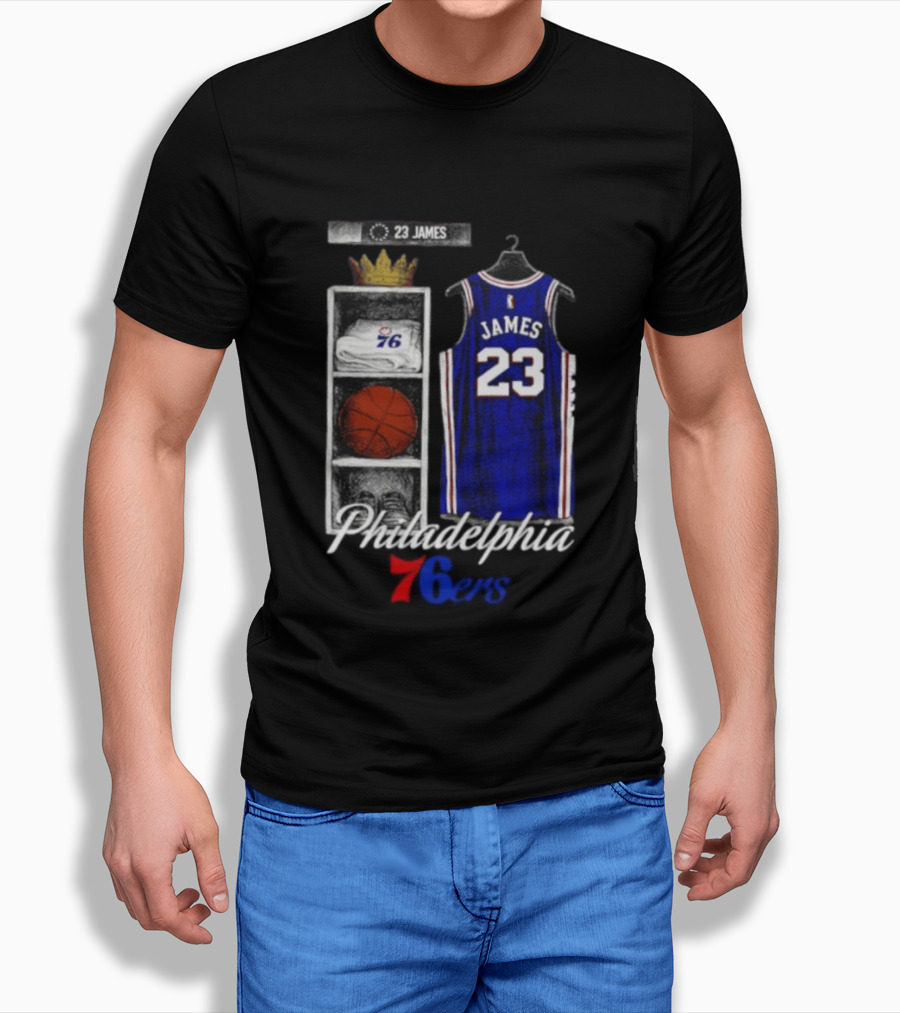 LeBron James 23 Jersey Philadelphia 76ers Locker Room T-Shirt