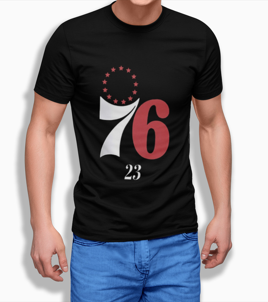 LeBron James Philadelphia 76ers Red In The Paint 23 Number 76 Stars T-Shirt