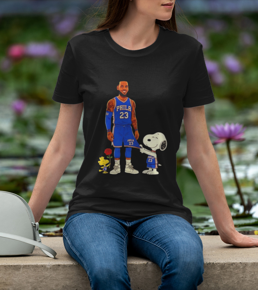 LeBron James Peanuts Collaboration Philadelphia 76ers Snoopy Woodstock 23 Jersey T-Shirt