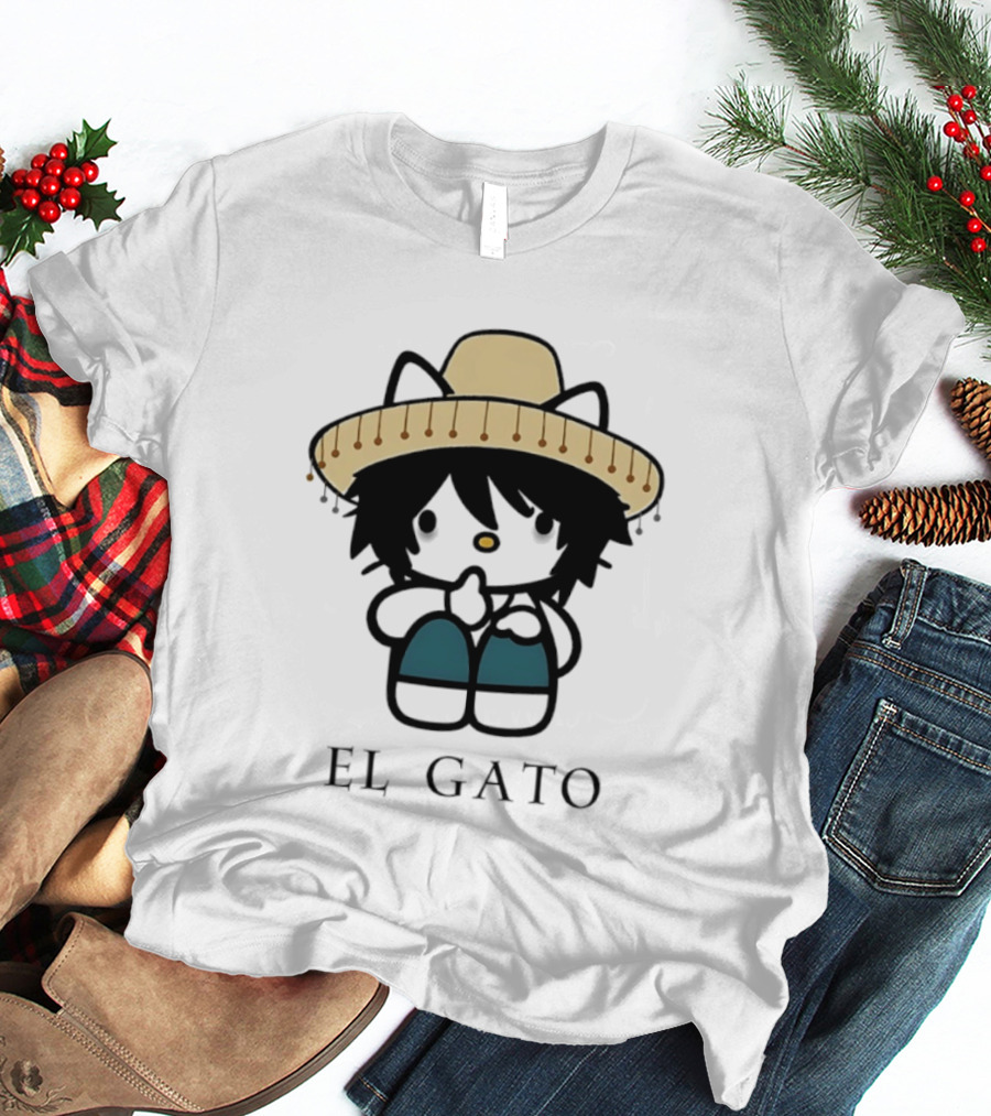 El Gato Hello Kitty L Lawliet Crossover With Sombrero T-Shirt