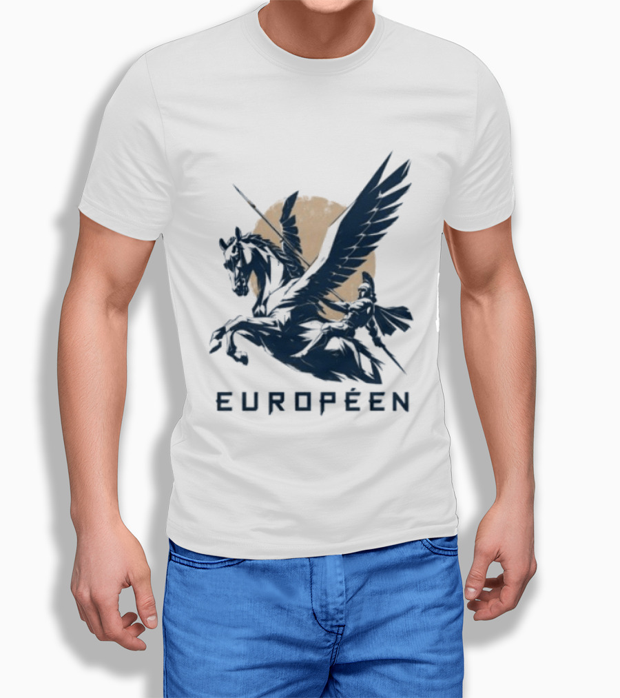 Européen Spartan Warrior Riding Pegasus Greek Mythology T-Shirt