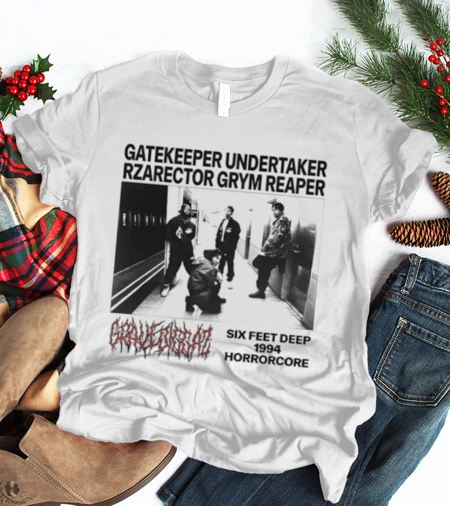 Gravediggaz Six Feet Deep 1994 Gatekeeper Undertaker Rzarector Grym Reaper Horrorcore T-Shirt