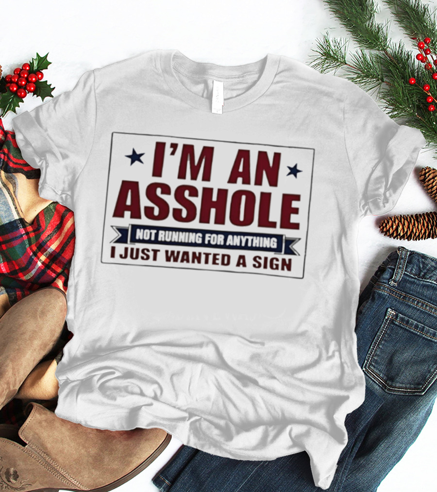I'm An Asshole Not Running For Anything I Just Wanted A Sign T-Shirt