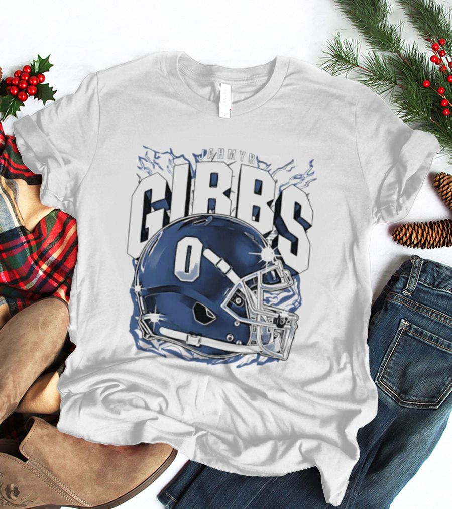 Jahmyr Gibbs 0 Detroit Lions Football Helmet 2026 GIBBS T-Shirt