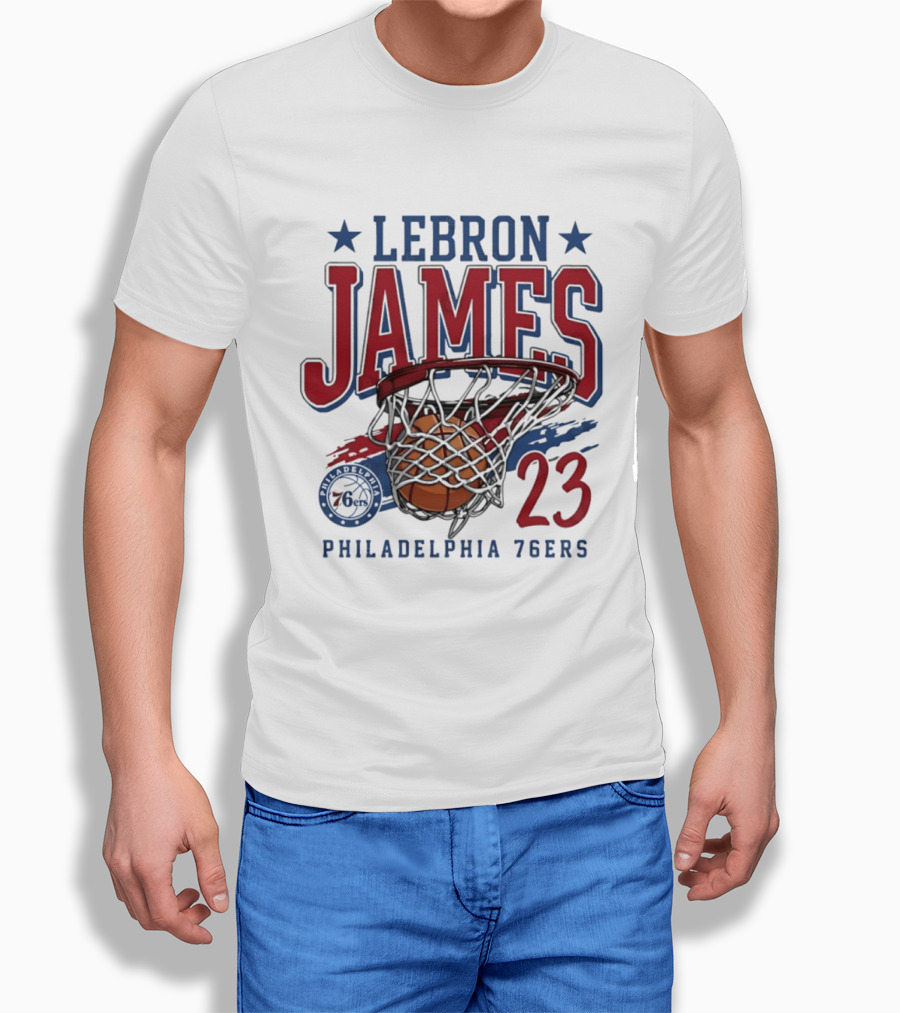 LeBron James Basketball 23 Hoop Philadelphia 76ers T-Shirt