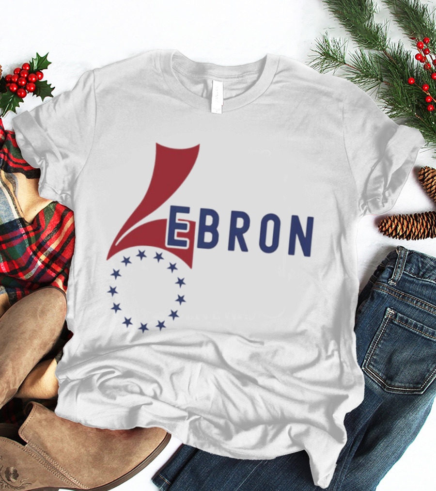 Lebron Stars Circle Red Blue буквенный логотип 76 Ers T-Shirt