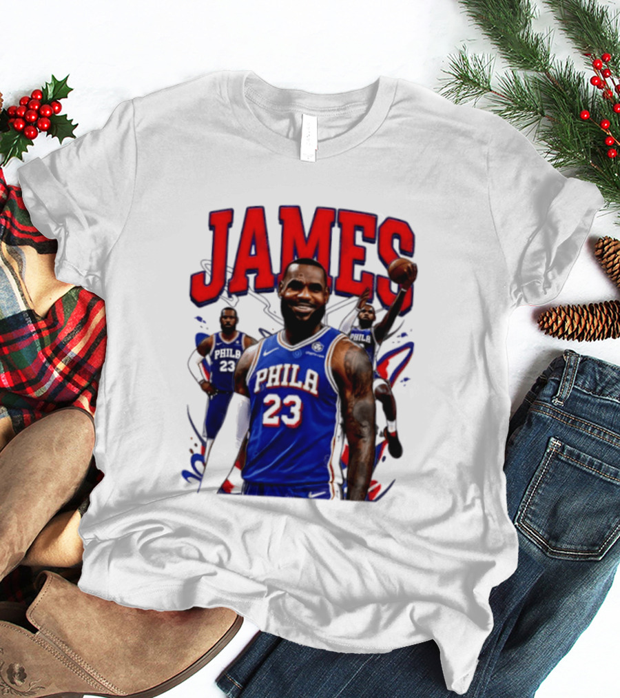 Philadelphia 76ers LeBron James 2026 Basketball Player T-Shirt