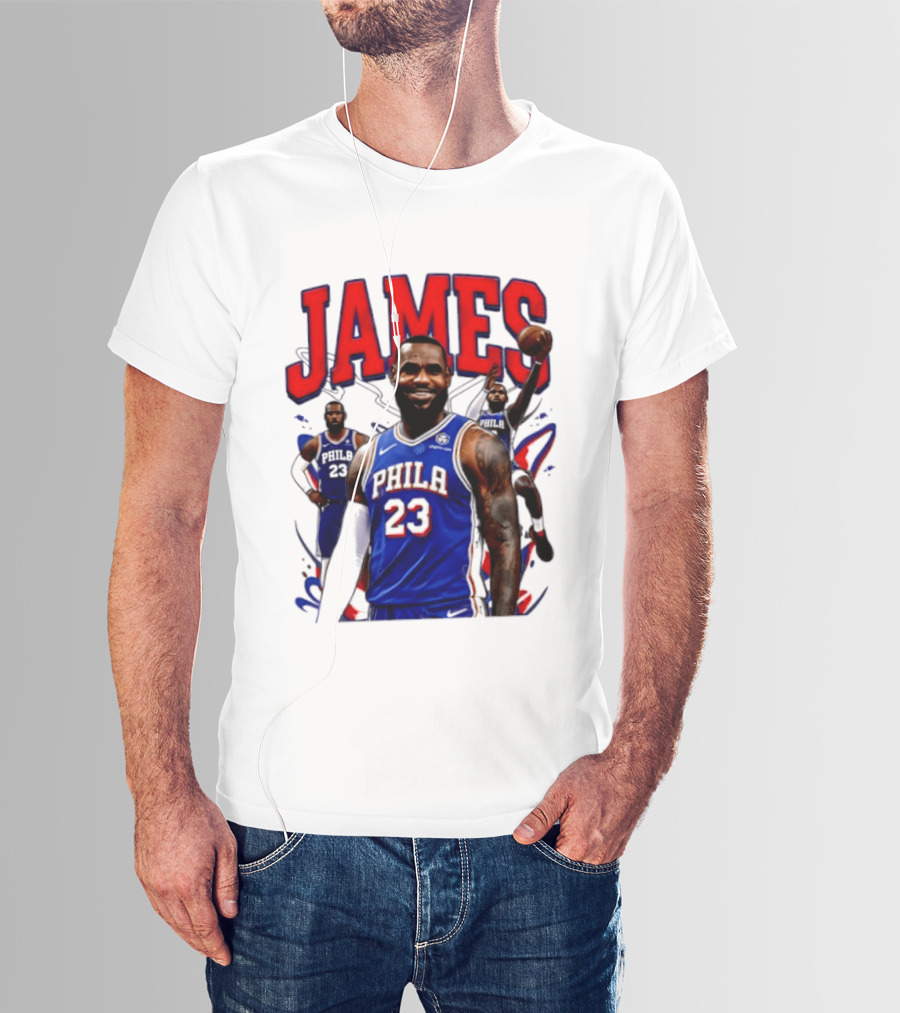 Philadelphia 76ers LeBron James 2026 Basketball Player T-Shirt